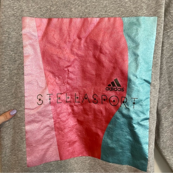 StellaSport Adidas x Stella McCartney Metallic Foil Graphic Crewneck Sweatshirt - Picture 5 of 7